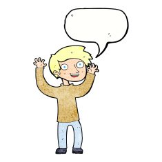 cartoon happy man with speech bubble N471