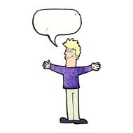 cartoon happy man with speech bubble N472