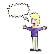 cartoon terrified man with speech bubble N226