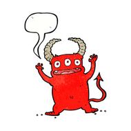 cartoon little devil with speech bubble N21