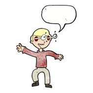 cartoon amazed boy with speech bubble N17