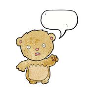 cartoon worried teddy bear with speech bubble N3