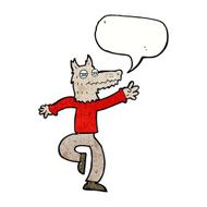 cartoon happy wolf man with speech bubble N18
