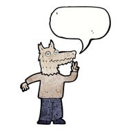 cartoon happy wolf man with speech bubble N19
