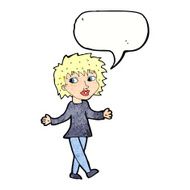 cartoon woman with no worries speech bubble N41