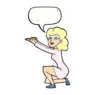 cartoon woman presentation gesture with speech bubble N11