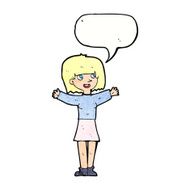 cartoon excited woman with speech bubble N137