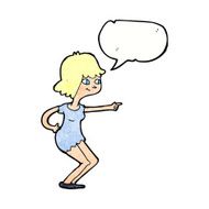 cartoon girl pointing with speech bubble N29