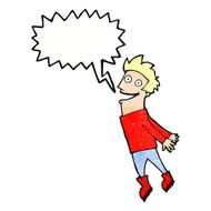 cartoon drenched man flying with speech bubble N11