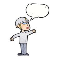 cartoon security guy with speech bubble N11