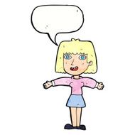 cartoon excited woman with speech bubble N138