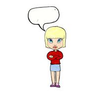 cartoon woman with crossed arms speech bubble N51
