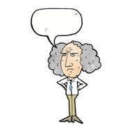 cartoon big hair lecturer man with speech bubble N11