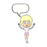 cartoon pretty girl with speech bubble N107