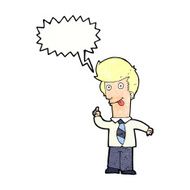 cartoon office man with crazy idea speech bubble N10