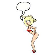 cartoon pin-up beach girl with speech bubble N11