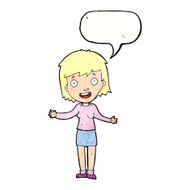 cartoon excited woman with speech bubble N139