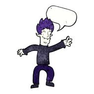 cartoon happy vampire man with speech bubble N32