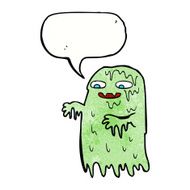 cartoon gross slime ghost with speech bubble N7