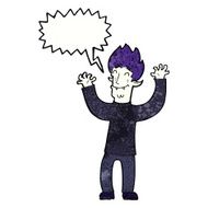 cartoon happy vampire man with speech bubble N33