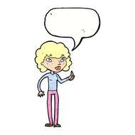 cartoon woman giving thumbs up symbol with speech bubble N72
