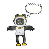 cartoon deep sea diver with speech bubble N32