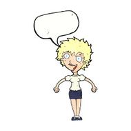 cartoon excited woman with speech bubble N140