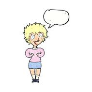 cartoon excited woman with speech bubble N141