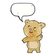 cartoon cute waving teddy bear with speech bubble N3
