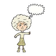 cartoon annoyed old woman with speech bubble N21