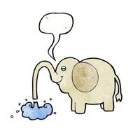 cartoon elephant squirting water with speech bubble N22