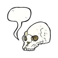 cartoon spooky skull with speech bubble N160