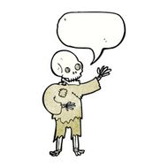 cartoon skeleton waving with speech bubble N11