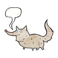 cartoon little wolf with speech bubble N32