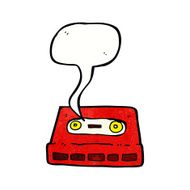 cartoon cassette tape with speech bubble N7