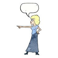 cartoon woman pointing finger with speech bubble N11
