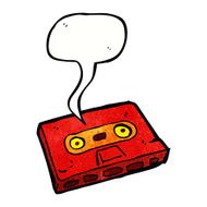 cartoon cassette tape with speech bubble N8