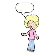 cartoon surprised woman with speech bubble N257