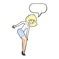 cartoon annoyed woman rubbing knee with speech bubble N11