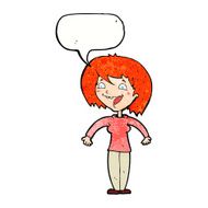 cartoon excited woman with speech bubble N142