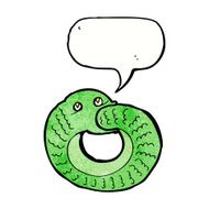 cartoon snake eating own tail with speech bubble N7