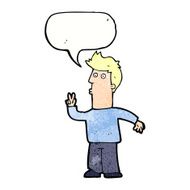 cartoon man signalling with hand speech bubble N7