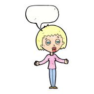 cartoon suspicious woman with speech bubble N22