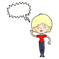 cartoon waving woman with speech bubble N155