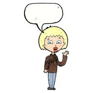 cartoon woman waving with speech bubble N349