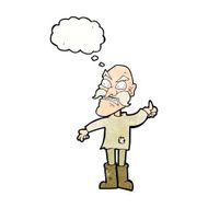 cartoon angry old man in patched clothing with speech bubble N11