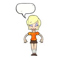 cartoon pretty woman with speech bubble N288