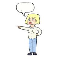 cartoon woman pointing with speech bubble N225