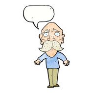 cartoon sad old man with speech bubble N22