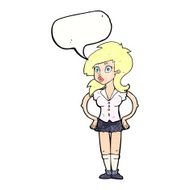 cartoon pretty woman with speech bubble N289